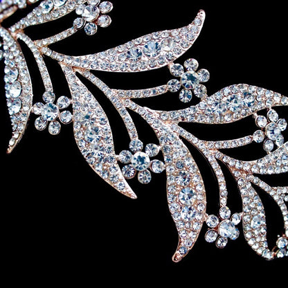 Lady Mary - Micro-Pave Crystal Bridal Half Tiara Headband - Available in Silver, Rose Gold and Yellow Gold