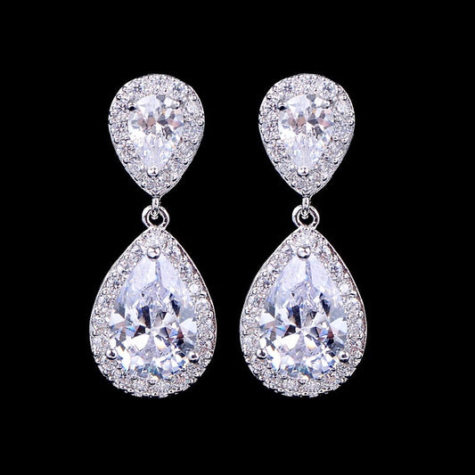 Eniko - Cubic Zirconia Bridal Earrings - Available in Silver, Rose Gold and Yellow Gold