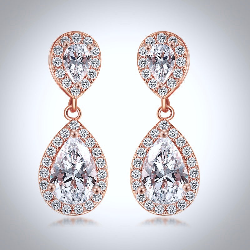 Eniko - Cubic Zirconia Bridal Earrings - Available in Silver, Rose Gold and Yellow Gold