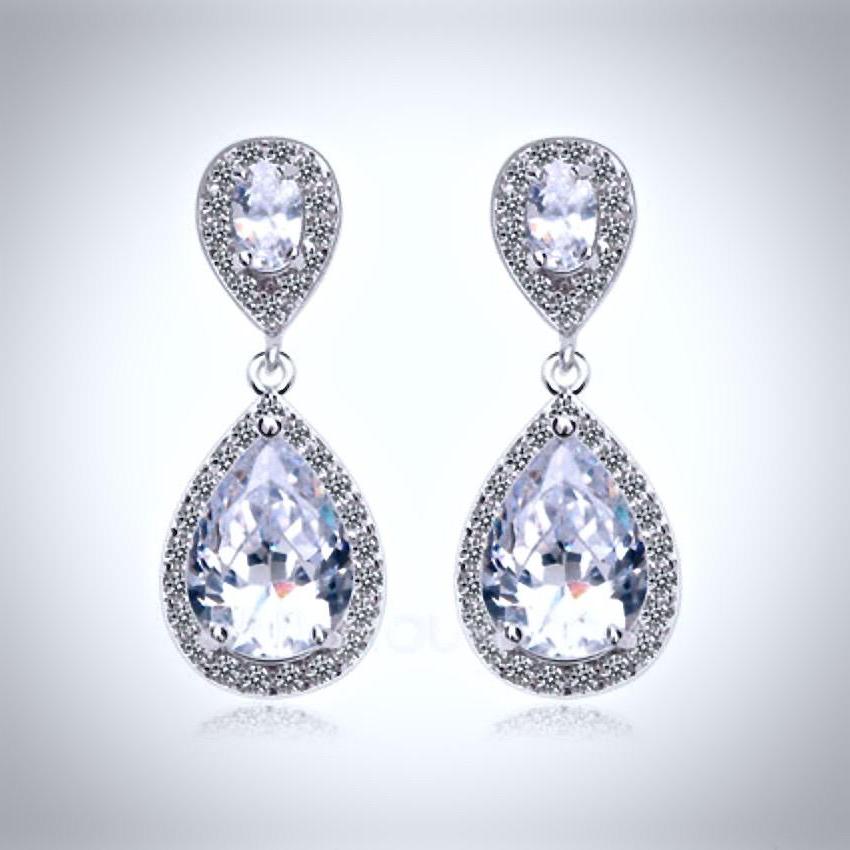 Eniko - Cubic Zirconia Bridal Earrings - Available in Silver, Rose Gold and Yellow Gold
