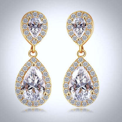 Eniko - Cubic Zirconia Bridal Earrings - Available in Silver, Rose Gold and Yellow Gold