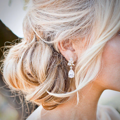 Jessica - Cubic Zirconia Bridal Earrings - Available in Silver, Rose Gold and Yellow Gold
