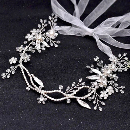 "Avala" - Silver Bridal Headband / Hair Vine