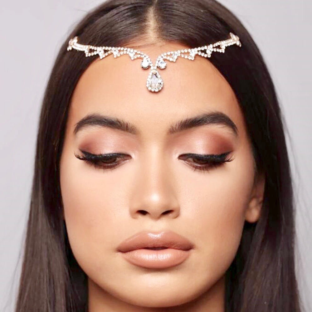 "Shala" - Crystal Bridal Forehead Accessory - Available in Silver and Gold