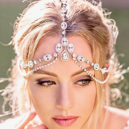 "Virginia" - Crystal Bridal Forehead Accessory - Available in Silver and Gold