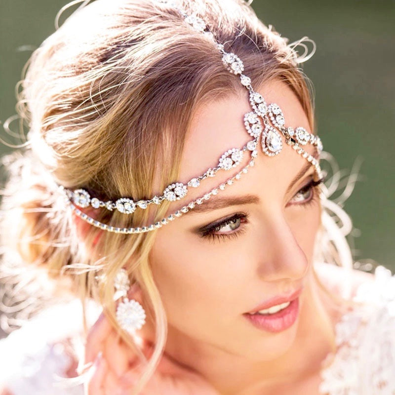 "Virginia" - Crystal Bridal Forehead Accessory - Available in Silver and Gold