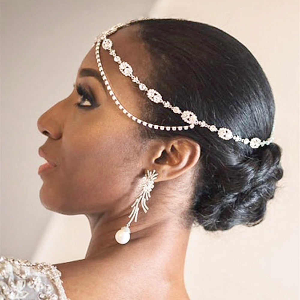 "Virginia" - Crystal Bridal Forehead Accessory - Available in Silver and Gold