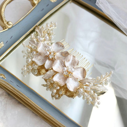 Geneva - Pearl Bridal Hair Comb - Available in Gold and Silver