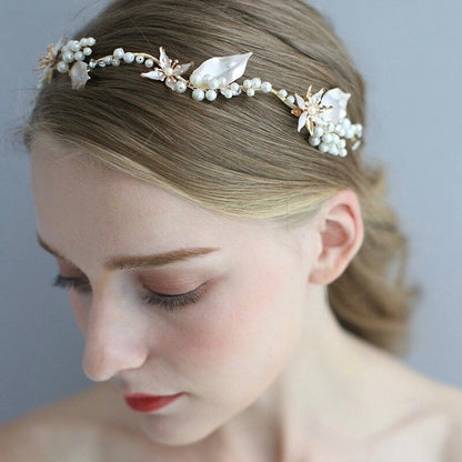 Kala - Gold Pearl and Crystal Bridal Headband