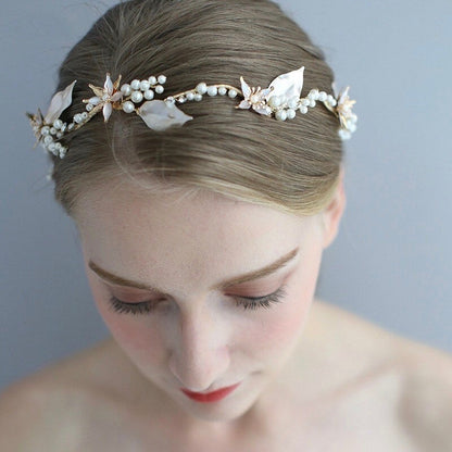 Kala - Gold Pearl and Crystal Bridal Headband