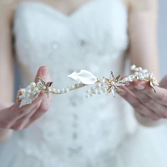Kala - Gold Pearl and Crystal Bridal Headband