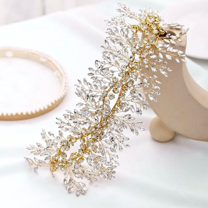 Natalie - Crystal Bridal Hair Accessory - Available in Silver and Yellow Gold