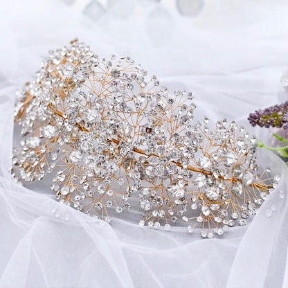Oksana - Crystal Bridal Headdress - Available in Gold and Silver