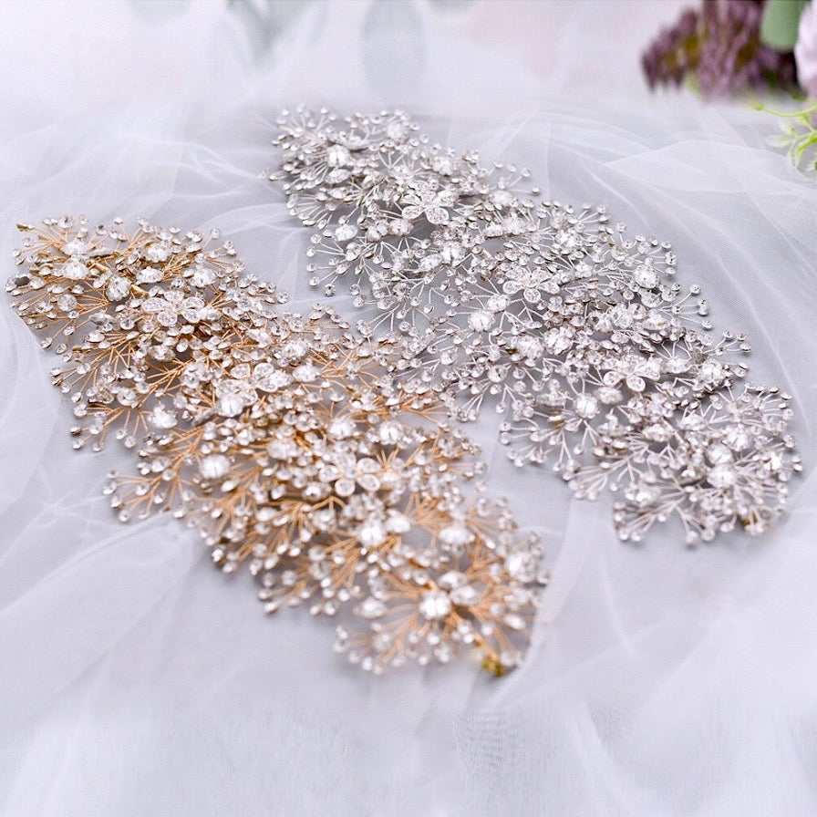 Oksana - Crystal Bridal Headdress - Available in Gold and Silver