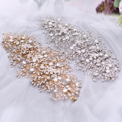Oksana - Crystal Bridal Headdress - Available in Gold and Silver