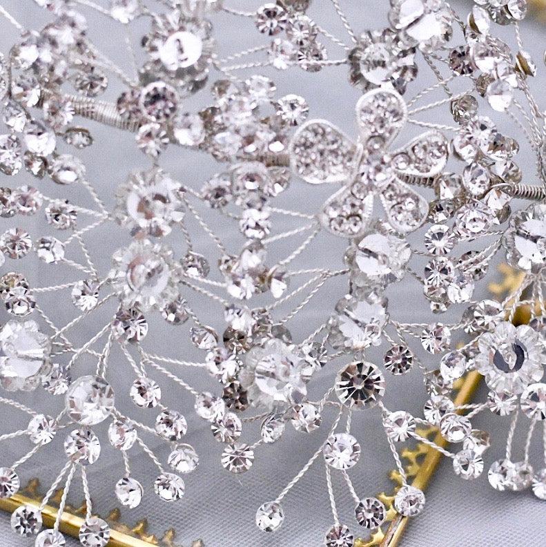 Oksana - Crystal Bridal Headdress - Available in Gold and Silver