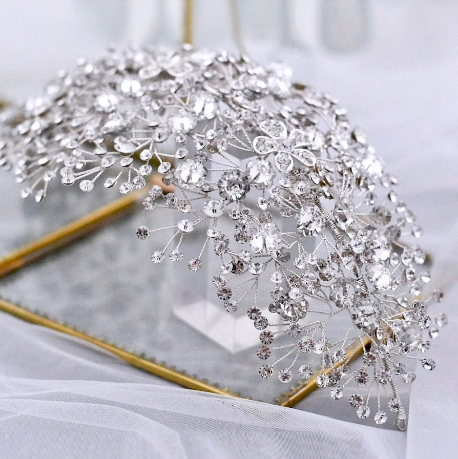 Oksana - Crystal Bridal Headdress - Available in Gold and Silver