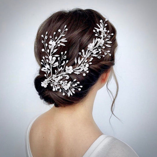 Genoa - Pearl and Crystal Bridal Hair Clip/Vine - Available in Silver and Gold