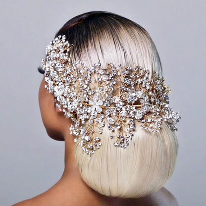 Oksana - Crystal Bridal Headdress - Available in Gold and Silver