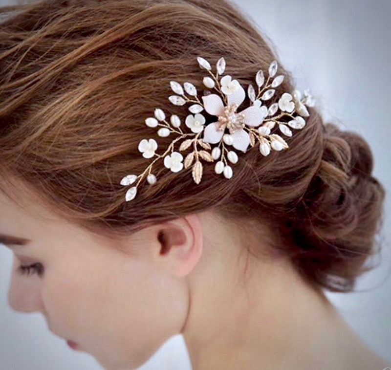 "Mimi" - Gold Pearl Bridal Hair Comb
