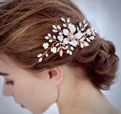 "Mimi" - Gold Pearl Bridal Hair Comb