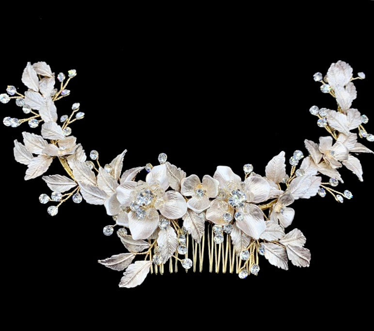 "Venice" - Crystal Bridal Hair Comb - Available in Rose Gold, Silver and Yellow Gold
