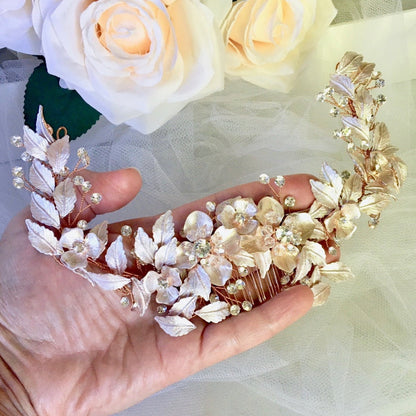 "Venice" - Crystal Bridal Hair Comb - Available in Rose Gold, Silver and Yellow Gold