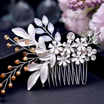 Ivy - Bohemian Crystal Hair Comb - Available in Yellow Gold, Rose Gold and Silver