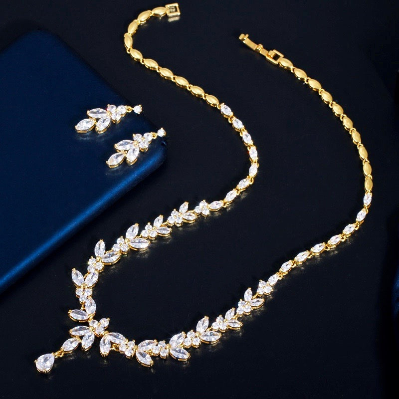 Rebecca - Cubic Zirconia Bridal Jewelry Set - Available in Silver, Yellow Gold and Rose Gold