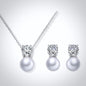 "Amarra" - Pearl and Cubic Zirconia Jewelry Set - Available in Silver and Rose Gold