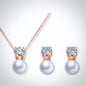 "Amarra" - Pearl and Cubic Zirconia Jewelry Set - Available in Silver and Rose Gold