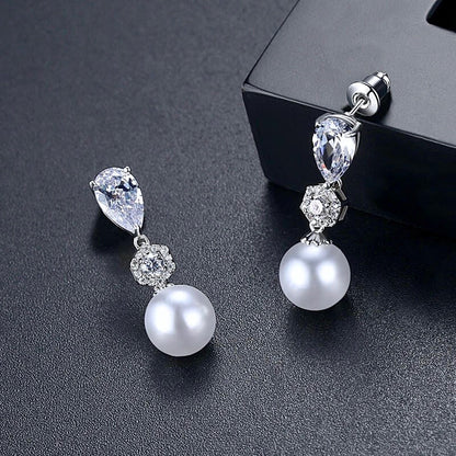 Marissa - Pearl and Cubic Zirconia Bridal Earrings