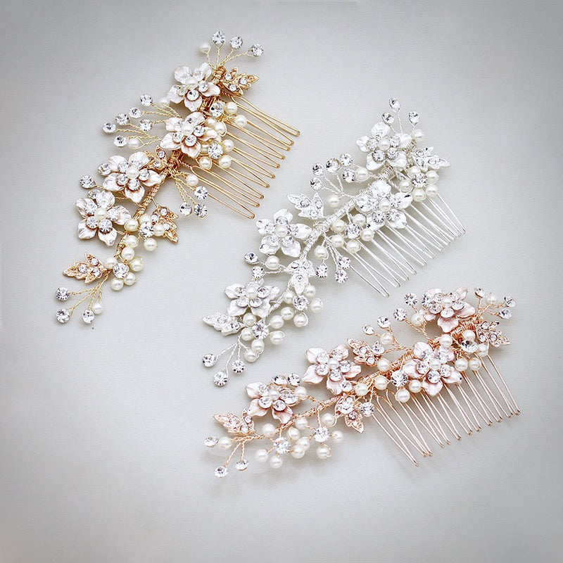 "Odessa" - Pearl Bridal Hair Comb - Available in Silver, Yellow Gold and Rose Gold