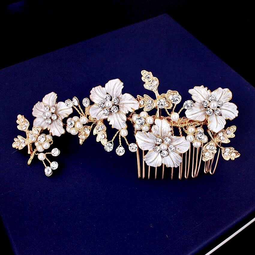 "Odessa" - Pearl Bridal Hair Comb - Available in Silver, Yellow Gold and Rose Gold