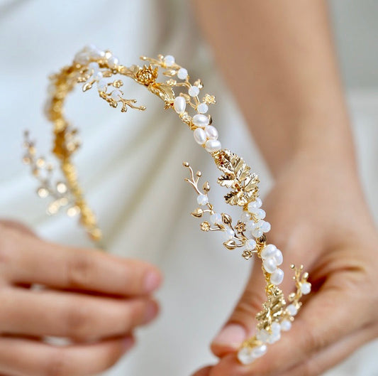 Reatta - Opal and Freshwater Pearl Bridal Headband