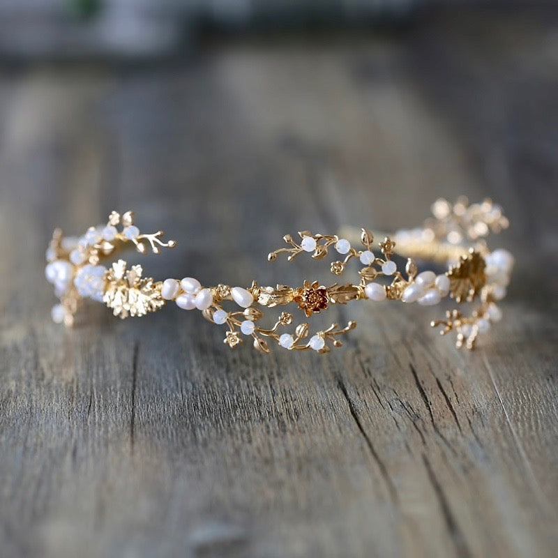Reatta - Opal and Freshwater Pearl Bridal Headband