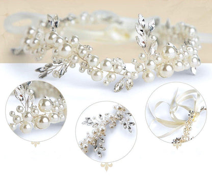 "Larissa" - Silver Pearl and Crystal Bridal Headband