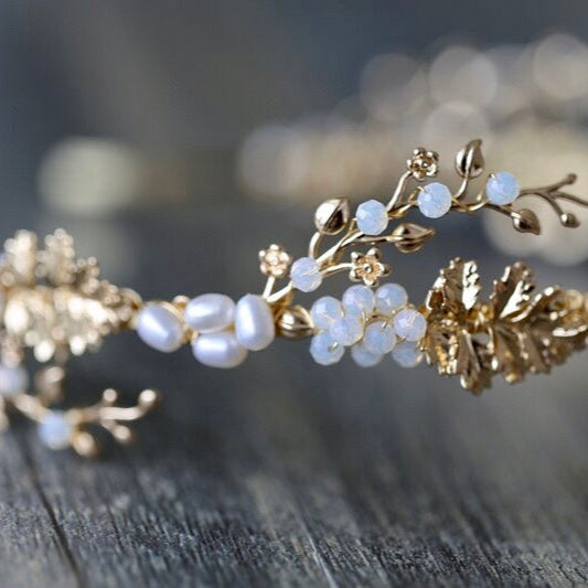 Reatta - Opal and Freshwater Pearl Bridal Headband