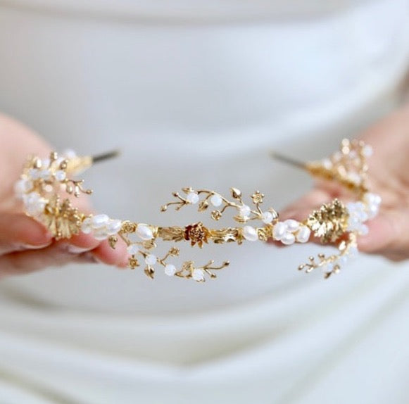 Reatta - Opal and Freshwater Pearl Bridal Headband
