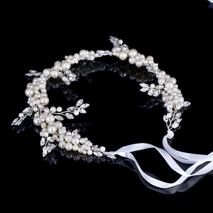 "Larissa" - Silver Pearl and Crystal Bridal Headband