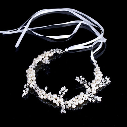 "Larissa" - Silver Pearl and Crystal Bridal Headband