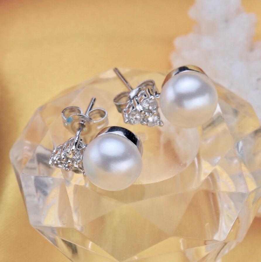 "Sonja" - Sterling Silver and Natural Pearl Bridal Jewelry Set