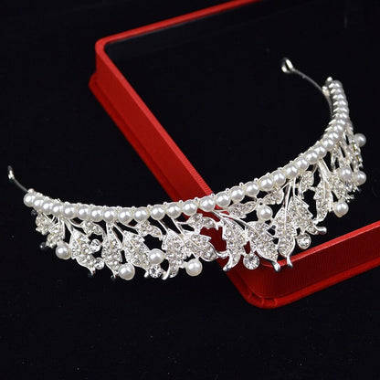 "Cumbria" - Pearl and Cubic Zirconia Bridal Tiara - Available in Silver and Yellow Gold