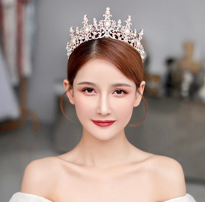 Versailles - French Glamour Pearl Wedding Tiara - Available in Silver and Rose Gold