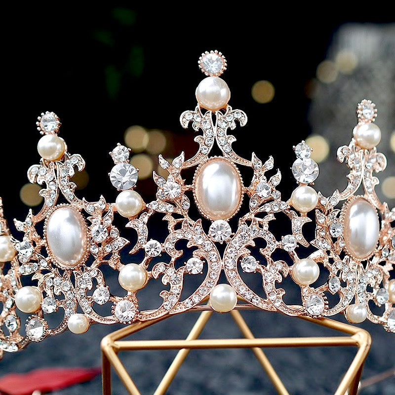 Versailles - French Glamour Pearl Wedding Tiara - Available in Silver and Rose Gold