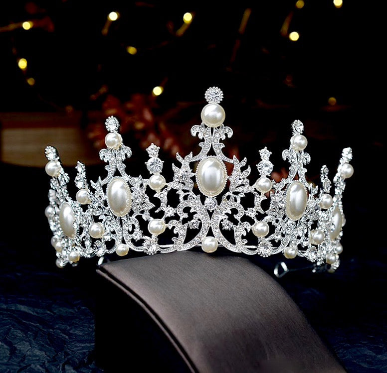 Versailles - French Glamour Pearl Wedding Tiara - Available in Silver and Rose Gold