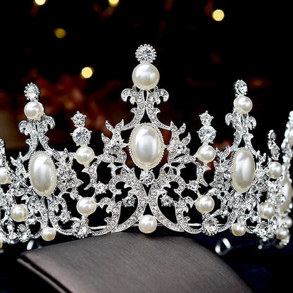 Versailles - French Glamour Pearl Wedding Tiara - Available in Silver and Rose Gold
