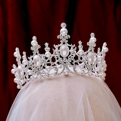 Versailles - French Glamour Pearl Wedding Tiara - Available in Silver and Rose Gold