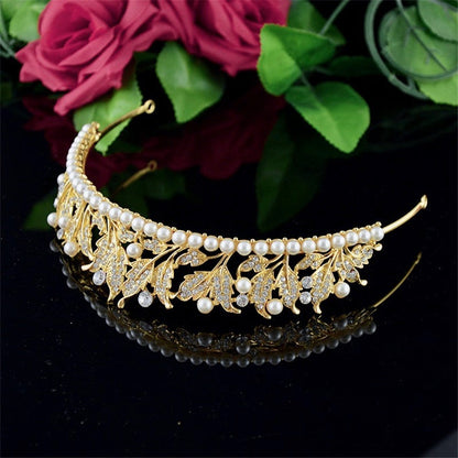 "Cumbria" - Pearl and Cubic Zirconia Bridal Tiara - Available in Silver and Yellow Gold