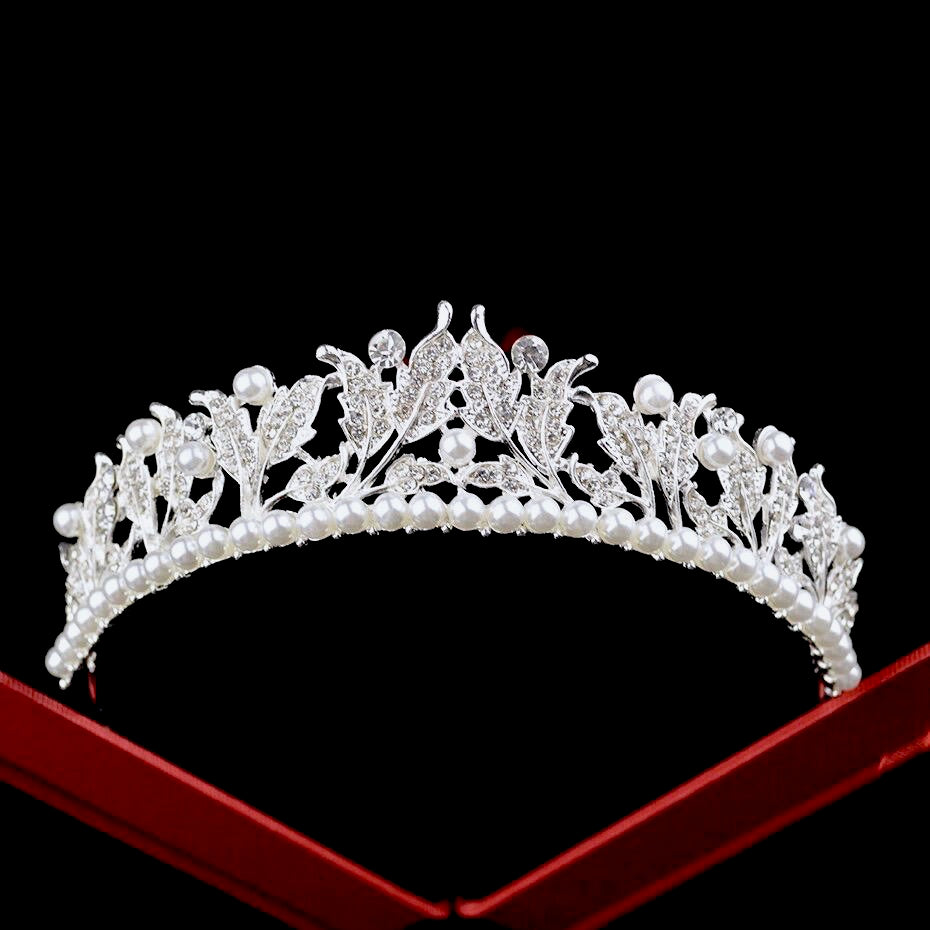 "Cumbria" - Pearl and Cubic Zirconia Bridal Tiara - Available in Silver and Yellow Gold